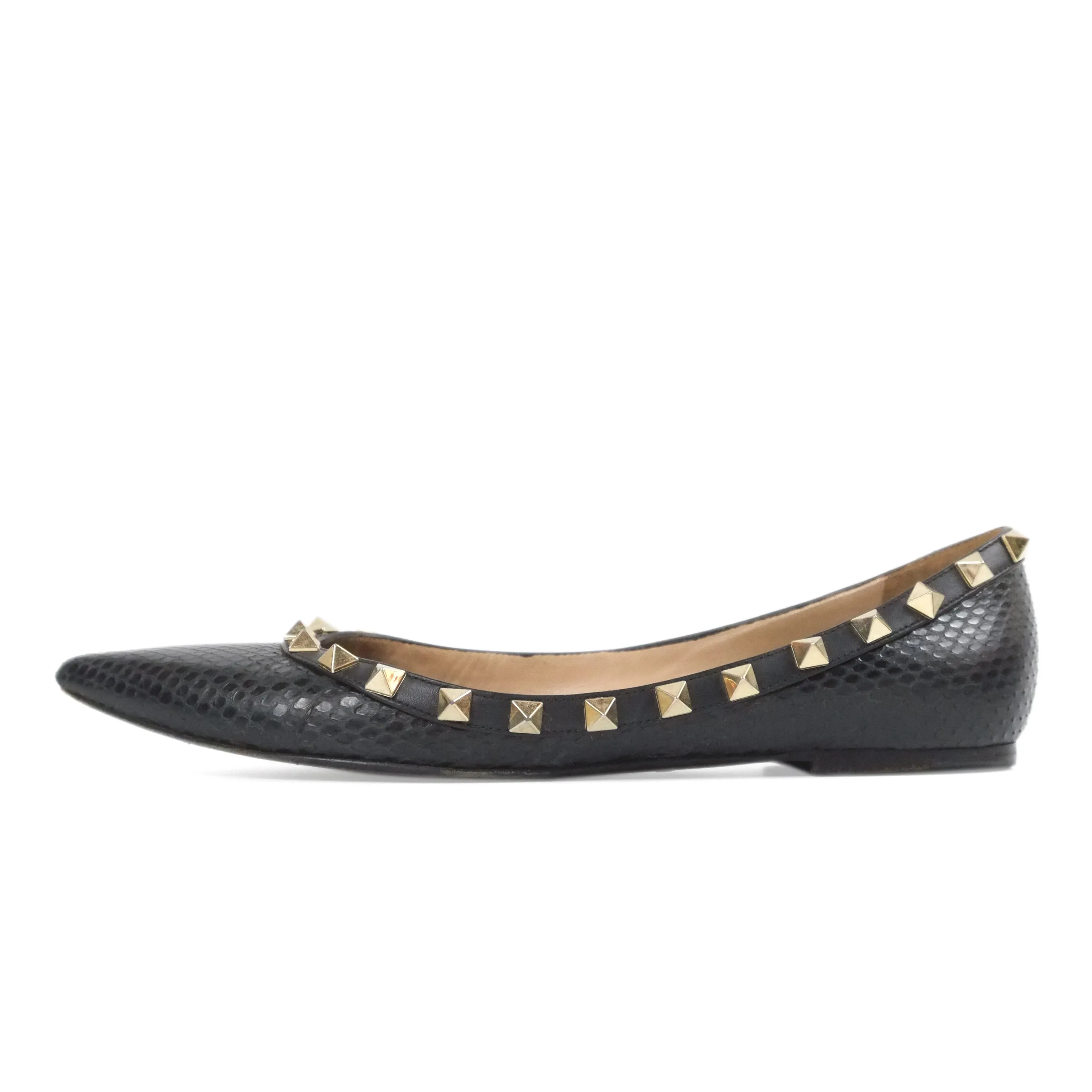 Valentino Flats Python Black