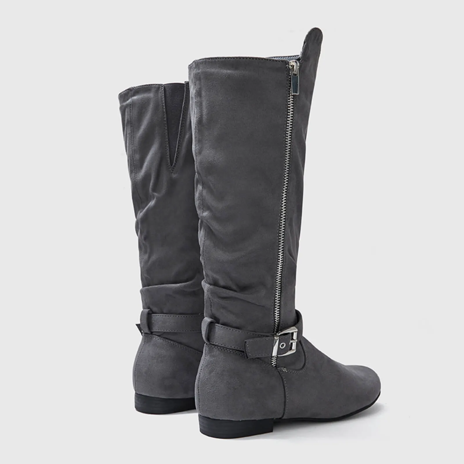 Wide Calf Knee High Boots Zipper Style