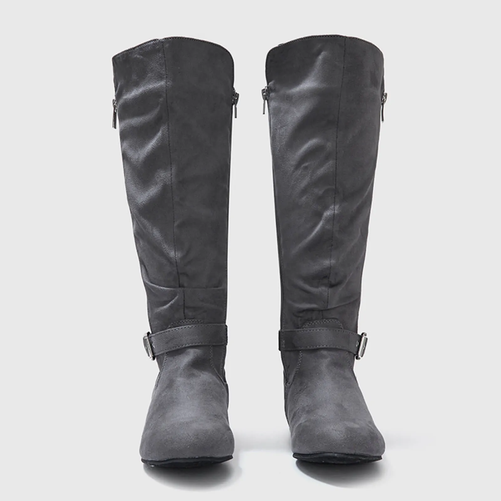Wide Calf Knee High Boots Zipper Style