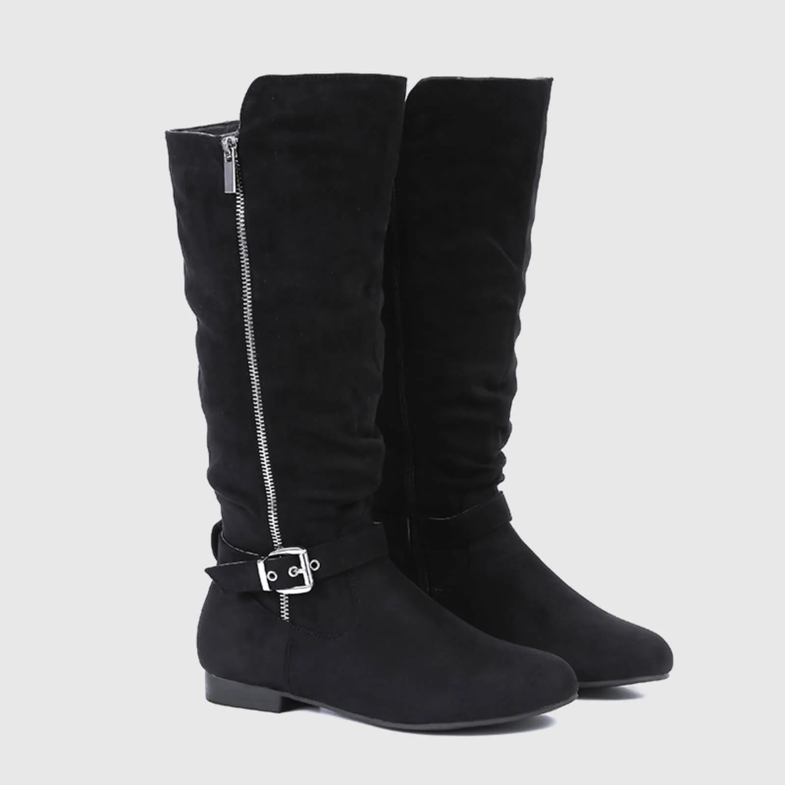 Wide Calf Knee High Boots Zipper Style