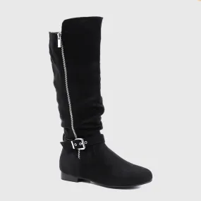 Wide Calf Knee High Boots Zipper Style