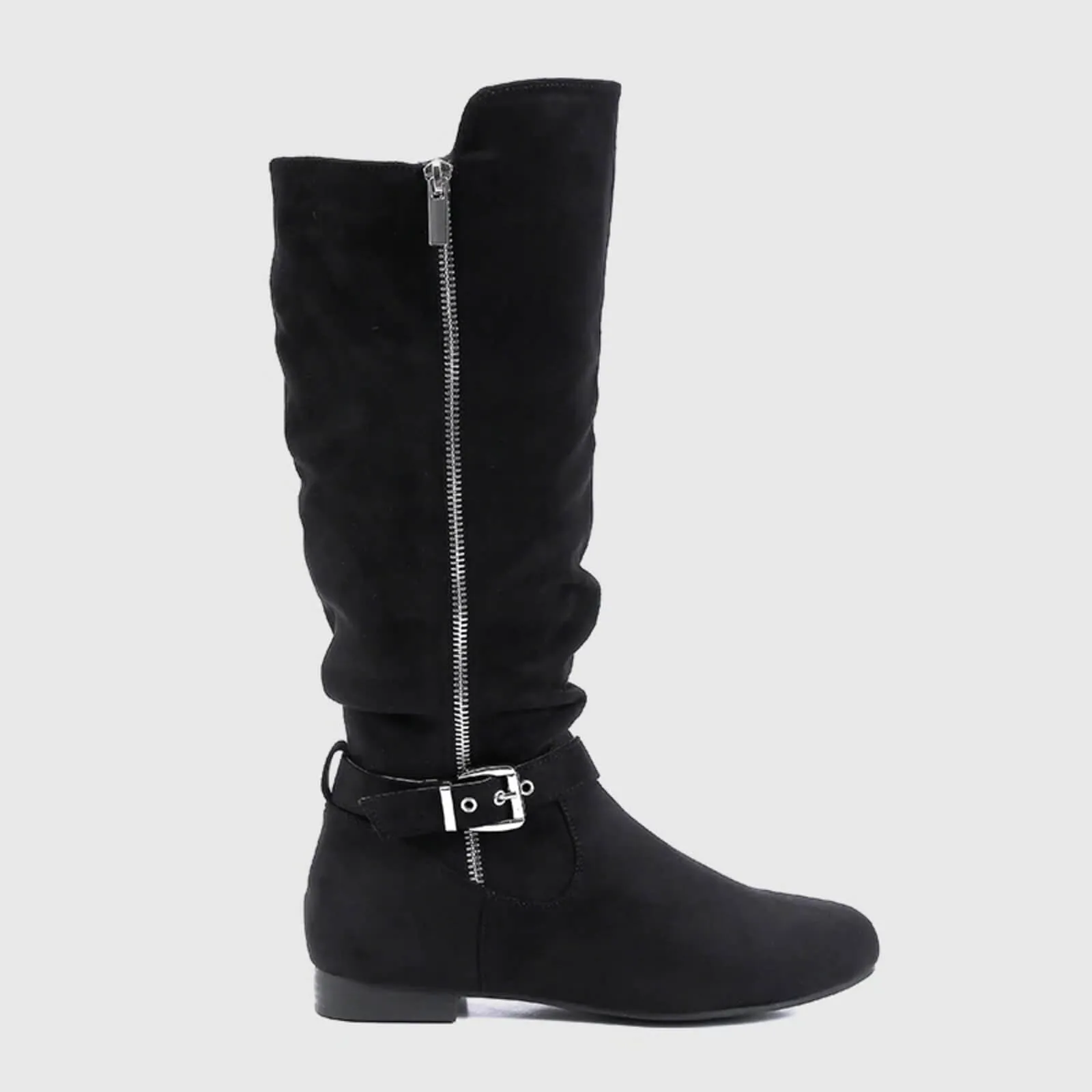Wide Calf Knee High Boots Zipper Style